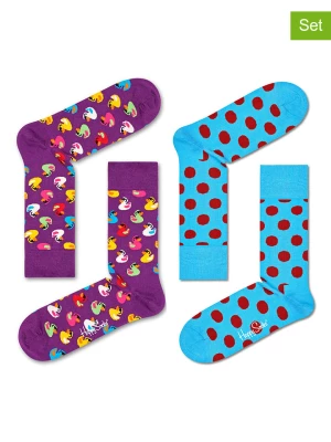 Happy Socks Skarpety (2 pary) w kolorze fioletowo-błękitnym rozmiar: 36-40