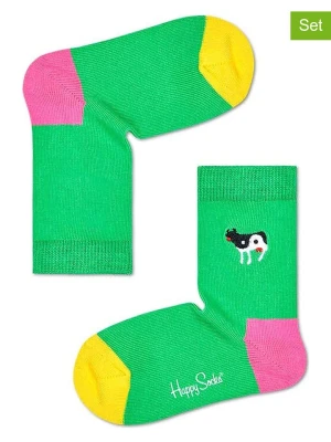 Happy Socks Skarpety (2 pary) w kolorze zielonym ze wzorem rozmiar: 22-24