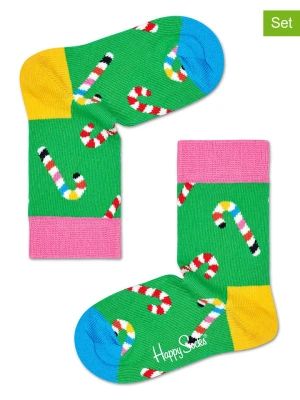 Happy Socks Skarpety (2 pary) w kolorze zielonym ze wzorem rozmiar: 22-24