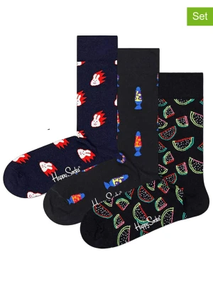 Happy Socks Skarpety (3 pary) w kolorze czarnym rozmiar: 41-46