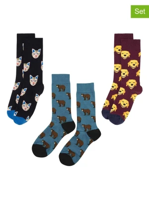 Happy Socks Skarpety (3 pary) w kolorze fioletowo-niebiesko-czarnym rozmiar: 36-40