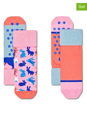 Happy Socks Skarpety antypoślizgowe (2 pary) w kolorze jasnoróżowym ze wzorem rozmiar: 24-26