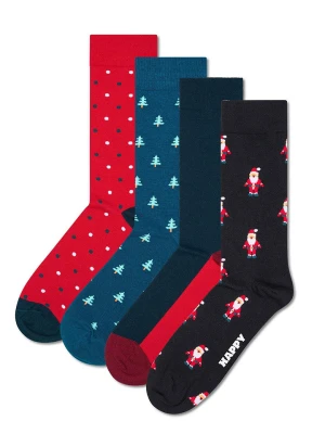 Happy Socks Skarpety antypoślizgowe (4 pary) "Holiday" w kolorze granatowo-czerwonym rozmiar: 36-40