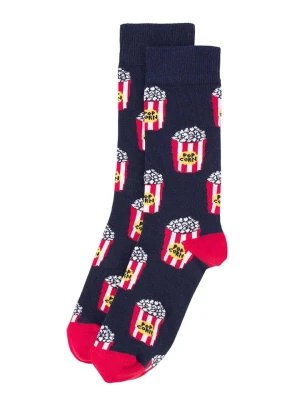 Happy Socks Skarpety antypoślizgowe "Popcorn" w kolorze granatowo-czerwonym rozmiar: 41-46