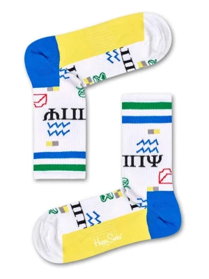 Happy Socks Skarpety "Athletic Wingdings" w kolorze biało-żółto-niebieskim rozmiar: 36-40