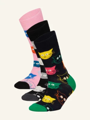 Happy Socks Skarpety Cat, 3 Pary, W Pudełku Prezentowym rosa