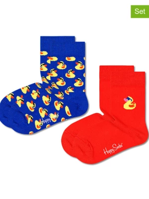 Happy Socks Skarpety "Duck" (2 pary) w kolorze niebieskim i czerwonym rozmiar: 22-24