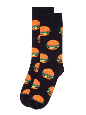Happy Socks Skarpety "Hamburgers" w kolorze czarno-pomarańczowym rozmiar: 36-40