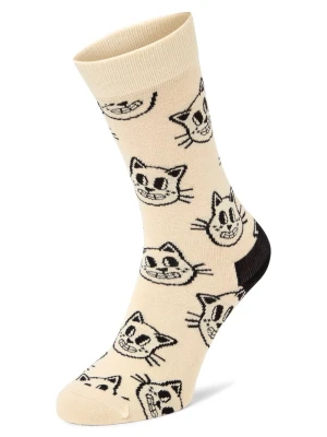 Happy Socks Skarpety Mężczyźni Bawełna beżowy|biały wzorzysty,