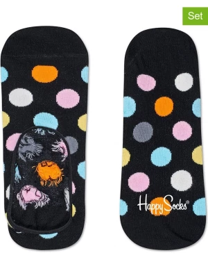 Happy Socks Skarpety-stopki (2 pary) "Big Dots" w kolorze czarnym ze wzorem rozmiar: 36-40
