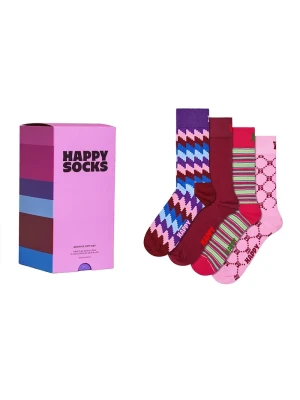 Happy Socks skarpety z bawełną 4-pack różowy