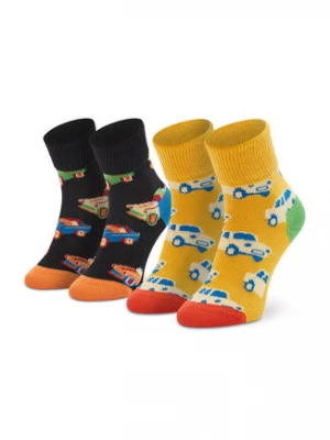 Happy Socks Zestaw 2 par wysokich skarpet dziecięcych KCAR19-9300 Kolorowy