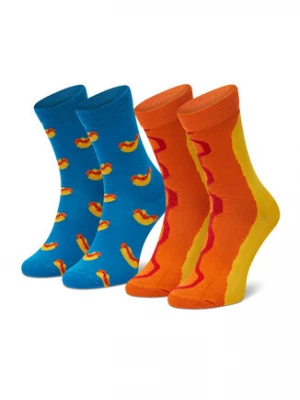 Happy Socks Zestaw 2 par wysokich skarpet dziecięcych KHDO02-6700 Niebieski