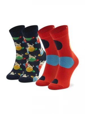 Happy Socks Zestaw 2 par wysokich skarpet dziecięcych KLAI02-6500 Czerwony