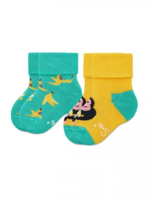 Happy Socks Zestaw 2 par wysokich skarpet dziecięcych KMNB45-7000 Zielony