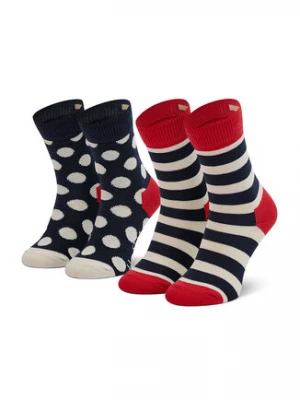 Happy Socks Zestaw 2 par wysokich skarpet dziecięcych KSTR02-4000 Granatowy