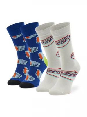 Happy Socks Zestaw 2 par wysokich skarpet unisex XTDS02-6500 Biały