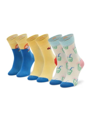 Happy Socks Zestaw 3 par wysokich skarpet dziecięcych XKTRA08-2000 Niebieski