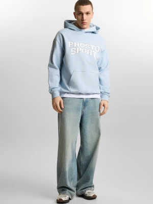 Harvard bluza z kapturem regular męska bawełniana jasnoniebieska Klasyk