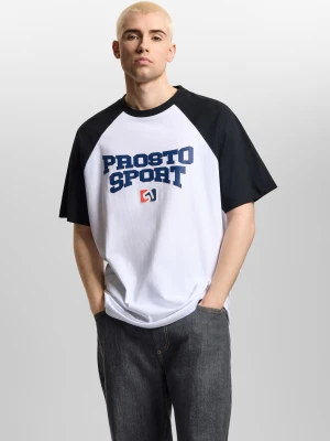 Harvard t-shirt oversize męski bawełniany biały Klasyk