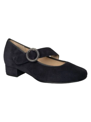 HASSIA Skórzane baleriny "Cordoba" w kolorze granatowym z paskiem rozmiar: 34,5