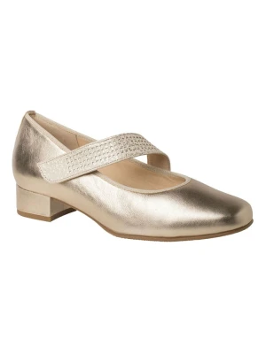 HASSIA Skórzane baleriny "Cordoba" w kolorze złotym z paskiem rozmiar: 42