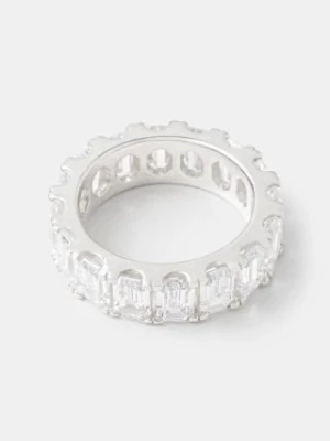 HATTON LABS pierścionek srebrny Step Cut Eternity Ring HL.W4.266.01