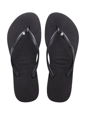 Havaianas Japonki SLIM CRYSTAL SW II damskie kolor czarny na płaskim obcasie 4145651.0090