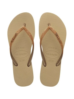 Havaianas japonki SLIM GLITTER II damskie kolor złoty na płaskim obcasie 4146975.9177