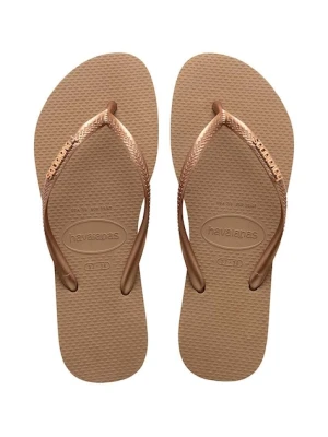 Havaianas japonki SLIM LOGO damskie kolor złoty na płaskim obcasie 4119875.3581
