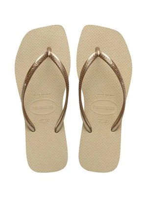 Havaianas japonki SQUARE damskie kolor złoty na płaskim obcasie 4148301-0154