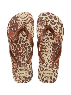 Havaianas japonki TOP ANIMALS damskie kolor brązowy na płaskim obcasie 4132920-7440