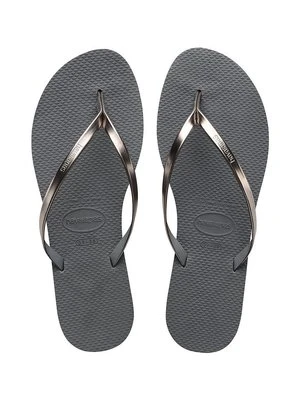 Havaianas japonki You Metallic damskie kolor szary na płaskim obcasie