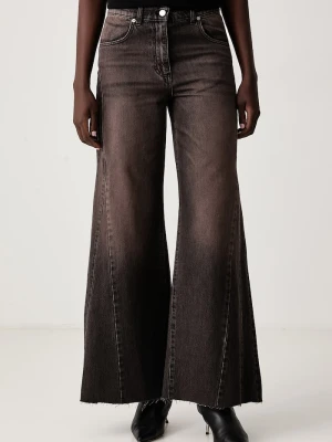 Haveone jeansy flare damskie brązowy