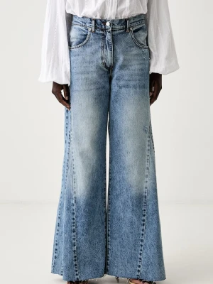 Haveone jeansy flare damskie niebieski