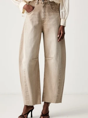 Haveone jeansy relaxed fit damskie beżowy