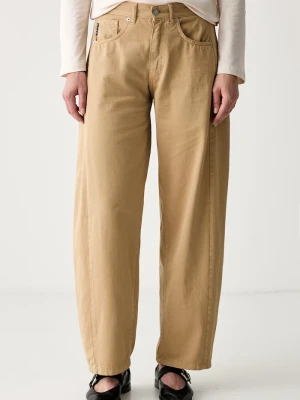 Haveone jeansy relaxed fit damskie beżowy