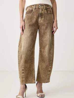 Haveone jeansy relaxed fit damskie beżowy