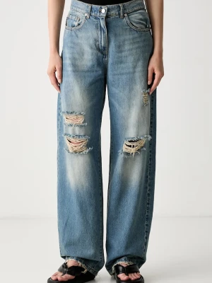 Haveone jeansy relaxed fit damskie niebieski