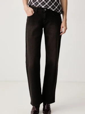 Haveone jeansy straight damskie brązowy