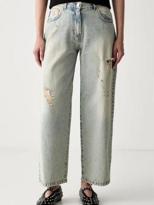 Haveone jeansy straight damskie niebieski