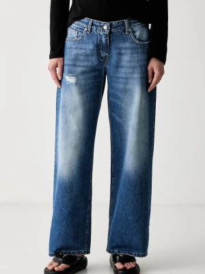 Haveone jeansy straight damskie niebieski