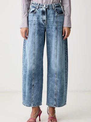 Haveone jeansy wide leg damskie niebieski