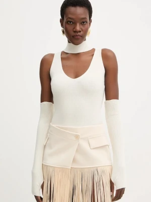 Haveone kamizelka damski kolor beżowy lekki z półgolfem MFP-P162