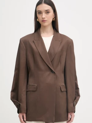 Haveone marynarka dwurzędowa damska z dodatkiem lnu