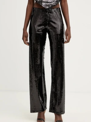 Haveone spodnie damskie kolor czarny szerokie high waist PGE-P259