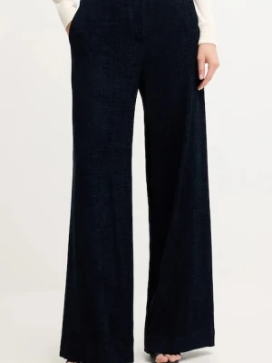 Haveone spodnie damskie kolor granatowy szerokie high waist PCB-P033