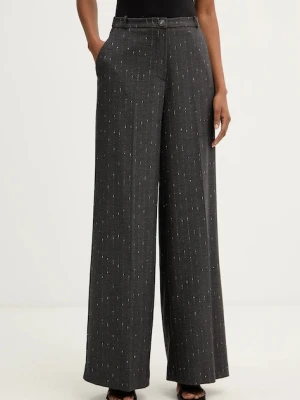Haveone spodnie damskie kolor szary szerokie high waist PGE-P065