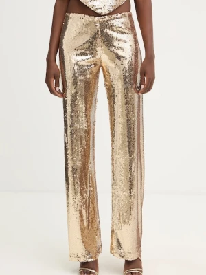 Haveone spodnie damskie kolor złoty szerokie high waist PGE-P259
