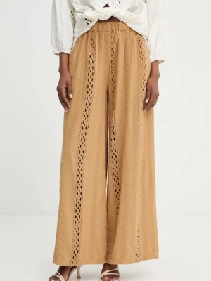 Haveone spodnie wide leg damskie bawełniane